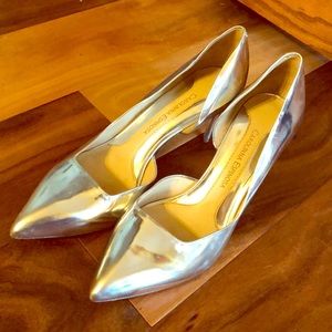 Silver metallic stilettos
